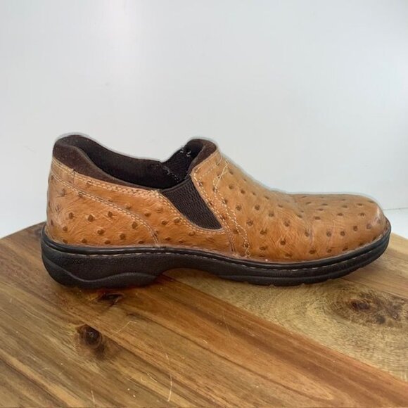ARIAT Real Ostrich Performance Slip Ons Roper Shoes Cognac Womens US Size 9B - Picture 13 of 16